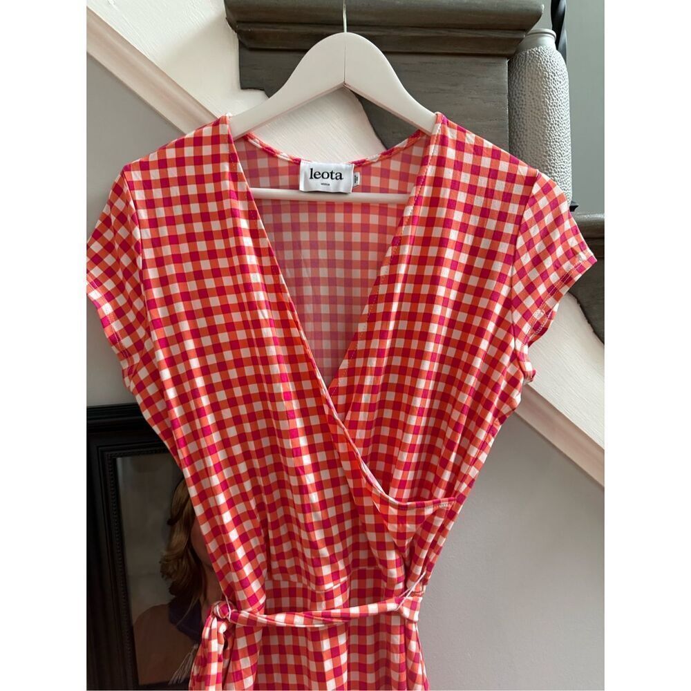 Leota Handmade Pink & Peach Perfect Wrap Dress sz M EUC